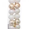12 Mini Boules De Noël Blanches Et Dorées 4 Cm
