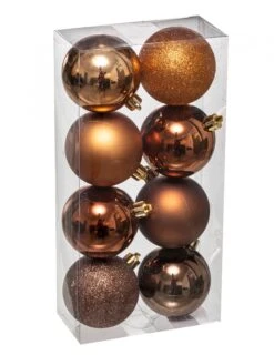 8 Boules De Noël Bronze 7 Cm