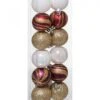 12 Mini Boules De Noël Rouges Blanches Et Dorées 4 Cm