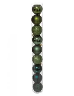 9 Boules De Noël Vertes 6 Cm