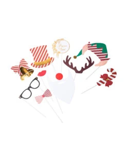 Kit Photobooth Joyeux Noël Rayé 10 Pièces