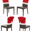 4 Housses De Chaise Rouge Noël -Decoration Magasin lot 4 housses de chaise rouge noel 220995