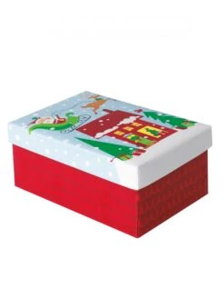 Petite Boîte Cadeau Père Noël Coloré 16 X 10,5 Cm