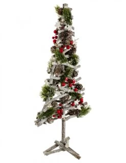 Sapin De Noël En Bois Avec Baies 57 Cm