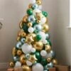 Sapin De Noël En Ballons Vert, Or Et Blanc -Decoration Magasin sapin de noel en ballons vert or et blanc 341543 1