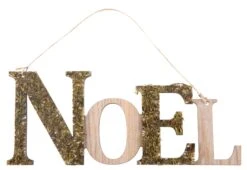 Suspension En Bois Et Mousse Noël Naturel 30 X 12 X 10 Cm