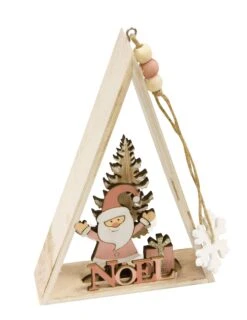 Suspension En Bois Père Noël Rose 29 X 6 X 3,5 Cm