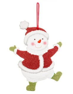 Suspension Père Noël Ou Bonhomme De Neige Pailleté 22 Cm