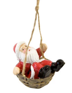 Suspension Père Noël Dans Son Panier En Résine 6 X 4 X 4 Cm