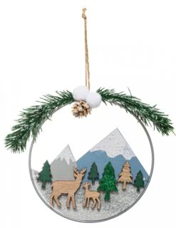 Suspension Couronne Paysage De Noël 15 Cm