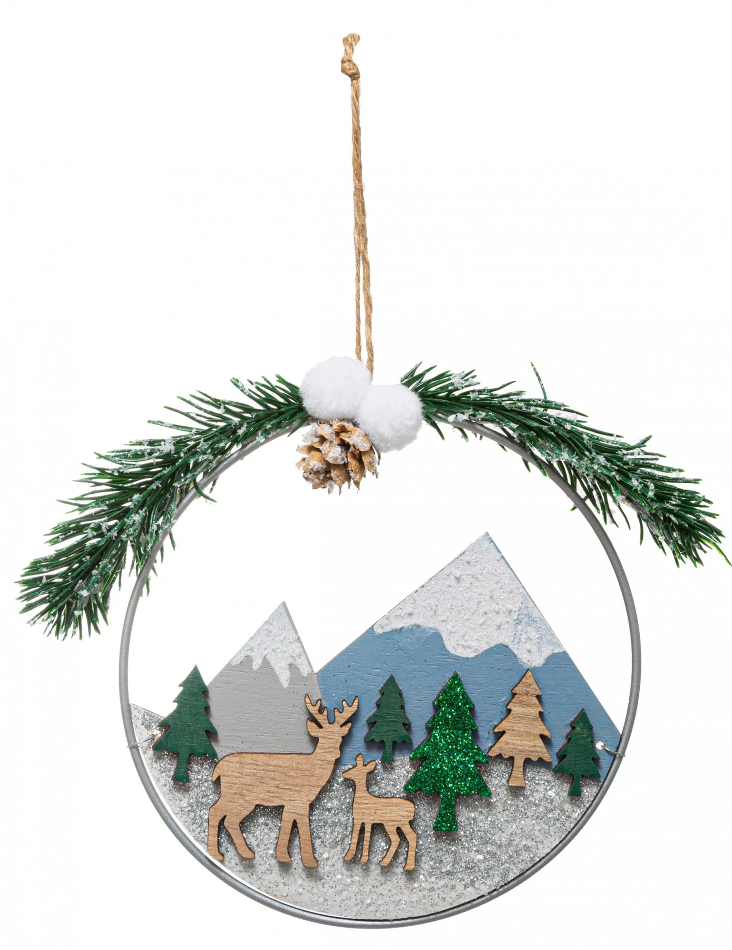 Suspension Couronne Paysage De Noël 15 Cm 3 Suspension Couronne Paysage De Noël 15 Cm
