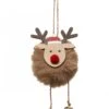 Suspension Petit Renne De Noël Pompon 13 Cm -Decoration Magasin suspension sapin renne de noel 13cm 336147
