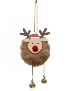 Suspension Petit Renne De Noël Pompon 13 Cm