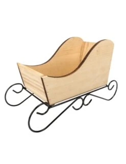 Traîneau De Noël En Bois Et Métal 31 X 19 Cm